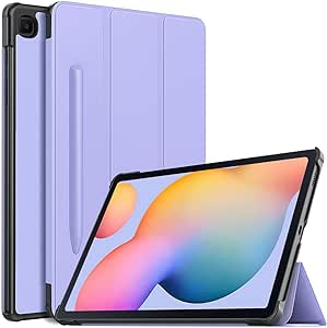 MoKo Case for Galaxy Tab S6 Lite 10.4 Inch 2024 2022 2020 (Model: SM-P620/P625/P613/P619/P610/P615/P617) with Built-in S Pen Holder, Slim Tri-Fold Soft TPU Cover with Auto-Wake/Sleep, Light Purple