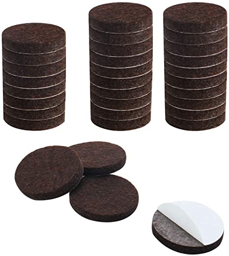 uxcell 32pcs Furniture Felt Pads Round 3/4" Self-stick Non-slip Anti-scratch Pads for Cabinet Chair Feet Leg Protectort Brown