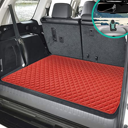 FH Group F16501 Deluxe Heavy-Duty Faux Leather Diamond Pattern Multi-Purpose Cargo Liner (Red) 32 INCHES - Universal Fit for Cars, Trucks & SUVs