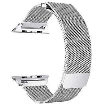 OROBAY Compatible with iWatch Band 42mm 44mm, Stainless Steel Milanese Loop with Magnetic Closure Replacement Band Compatible with Apple Watch Series 4 Series 3 Series 2 Series 1, Silver