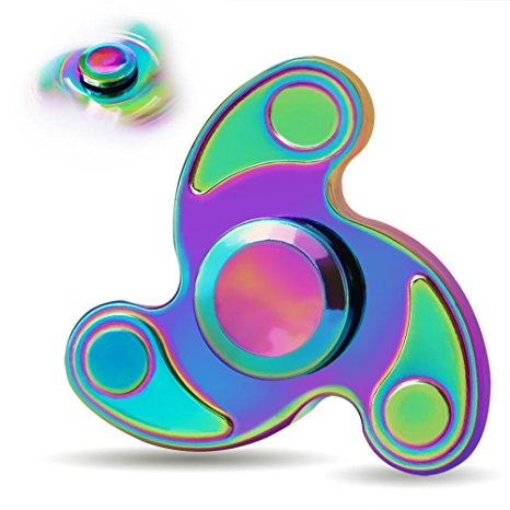 Hand Spinner, VOLADOR Colorful Rainbow Metal Tri-Spinner Fidget with High Speed Perfect For Quitting Smoking, ADD, ADHD, Anxiety, and Autism for Adults and Children