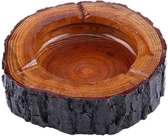 Wooden Ashtray, Large, Small Wood Ashtray, Unique Handmade Cigarette Ashtray, Round Ashtray, Decorative Brown Wood Tobacco Ashtray, Outdoors and Indoors Christmas Vintage Ashtray(13-14cm)