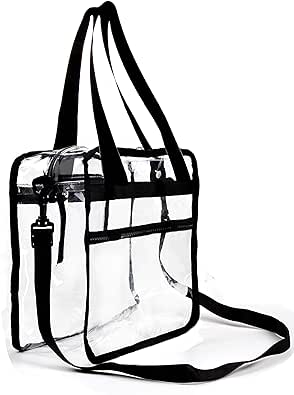 Youngever Clear Bag, Large Tote Bag, Heavy Duty Clear Bag with Shoulder Straps and Adjustable Crossbody Strap (Pack of 1)