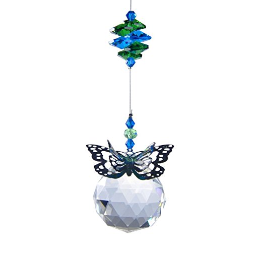 H&D 40 mm Handmade Butterfly Crystal Ball Prism Rainbow Maker Hanging Suncatcher Home Wedding Decoration Favors