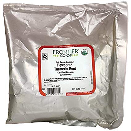 Frontier Natural Products Co-Op Certified Organic Powdered Turmeric Root 16 oz (453 grams) Pkg