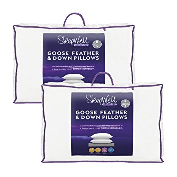 Slumberdown Sleepwell Luxury Goose Feather and Down Pillow - 4 Pack