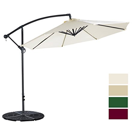 Cloud Mountain 10 Ft Patio Umbrella Offset Cantilever Hanging Outdoor 8 Steels Ribs 100% Polyester, Beige