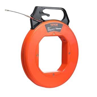 VEVOR Fish Tape, Non-Conductive, Easy-to-Use Cable Puller Tool with Optimized Housing and Handle for Flexible Wire Fishing in Walls and Electrical Conduit, 3/16-inch PET Fish Tape