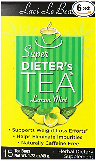 Laci Le Beau Super Dieter's Tea, Lemon Mint, 15 Count Box (Pack of 6)