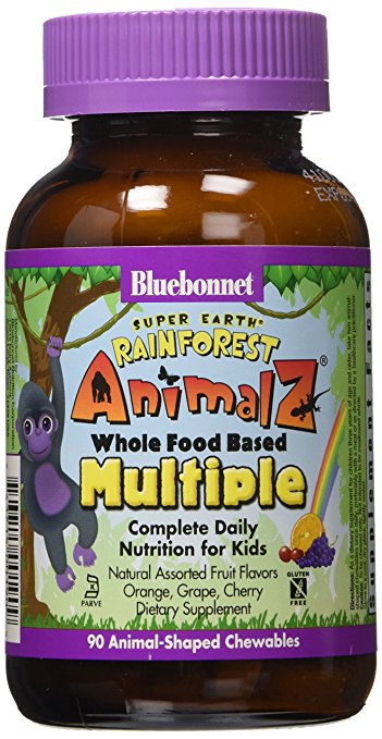 Bluebonnet Super Earth Rainforest Animalz Chews, Orange, Grape, Cherry, 90 Count