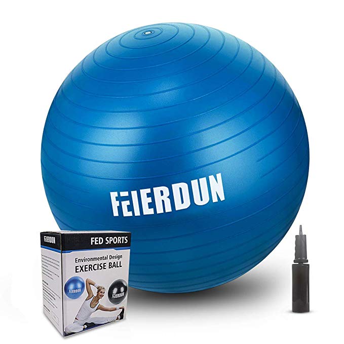 FEIERDUN Fitness Health Exercise Ball, Heavy Duty Birthing Ball Anti-Burst/Slip Yoga Ball with Quick Pump for Office/Home/Gym Abdominal Training
