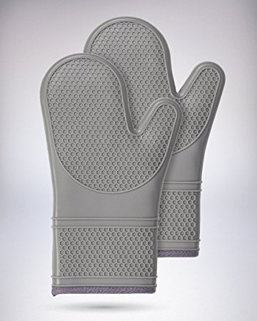 (Set of 2) The Original GORILLA GRIP Non-Slip Silicone Oven Mitt, Gray-Set of Oven Mitts