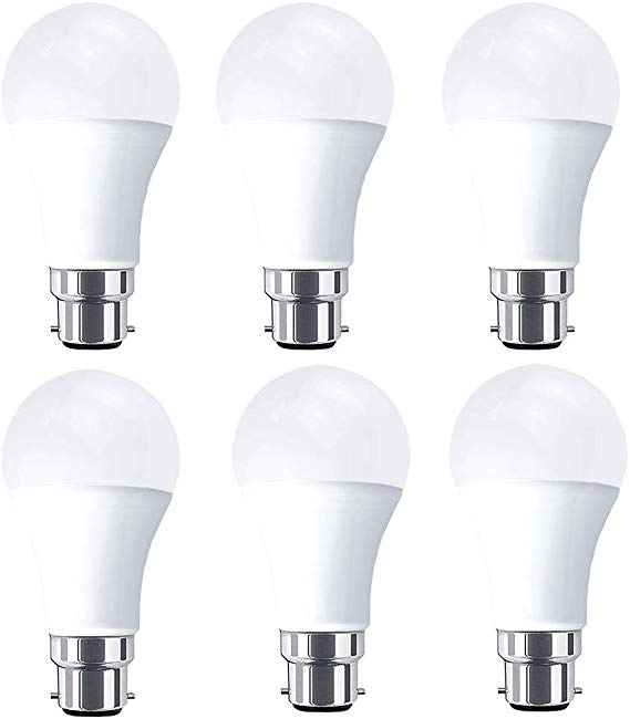 B22 LED Bulbs 80W Equivalent, 10W LED Bayonet Light, Warm White 3000K, Super Bright 1000Lm, Non-Dimmable, Energy Saving Light Bulbs, 6-Pack (Warm White 3000k)