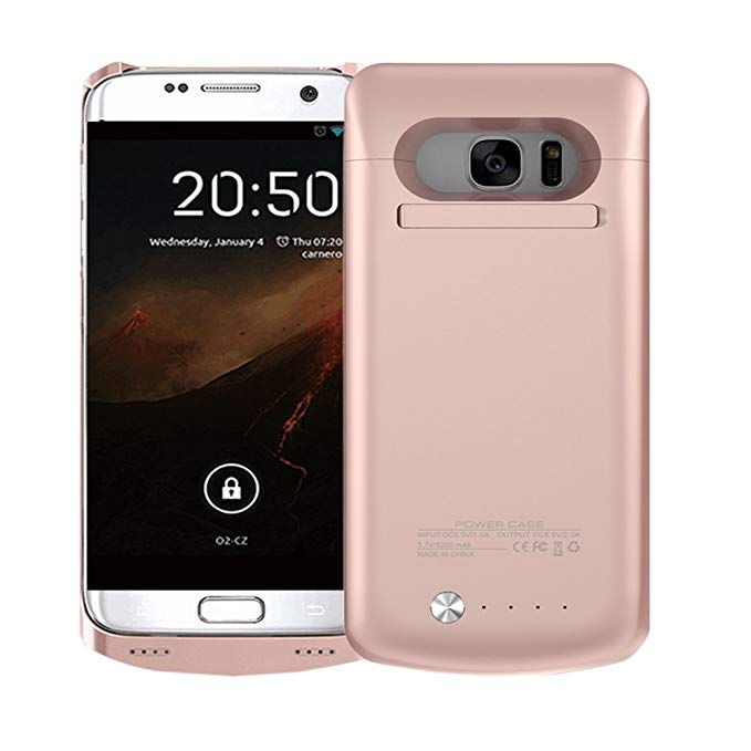 Idealforce Samsung Galaxy S7 Edge Battery Case,5200mAh External Power Bank Cover Portable Charger Protective Charging Case for Samsung Galaxy S7 Edge (Rose Gold)