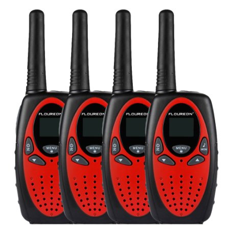 Floureon Twin Walkie Talkies Toy 22 Channel FRS/GMRS UHF462-467MHz 2-Way Radio 3KMRange Interphone for Kids Children Outdoor Camping Hiking (4 Packs, Black/Red)