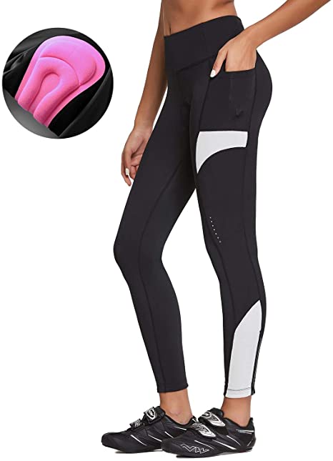BALEAF Women's Cycling Tights 3D Padded Bike Leggings Bicycle Pants High Waist Compression