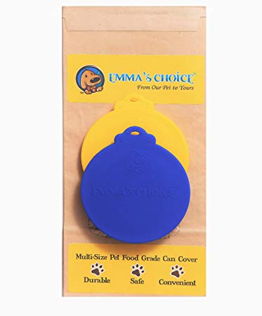 Emma's Choice Multi-Size 2 FDA Food Grade Silicone Can Covers (Blue/Yellow)