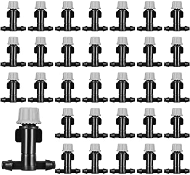 Outus 80 Pieces Spray Adjustable Flow Irrigation Dripper Adjustable Sprinkler Drip Irrigation Misting Dripper Atomizing Sprinkler for 1/4 Inch Tubing (Black with Gray)