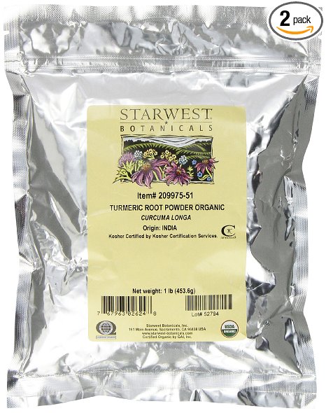 Starwest Botanicals Organic Turmeric Root Powder 1-pound Bags Pack of 2