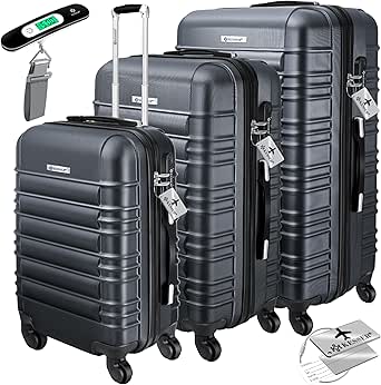 KESSER® 3tlg. Hartschalenkofferset Hard Shell Basic Hartschalenkoffer Trolley Koffer Reisekoffer Reisekofferset Gepäck Rollkoffer Schloss 4 Rollen ABS-Hartschale Teleskopgriff M-L-XL