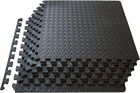 ProsourceFit Puzzle Exercise Mat, EVA Foam Interlocking Tiles, Protective Flooring for Gym Equipment and Cushion for Workouts