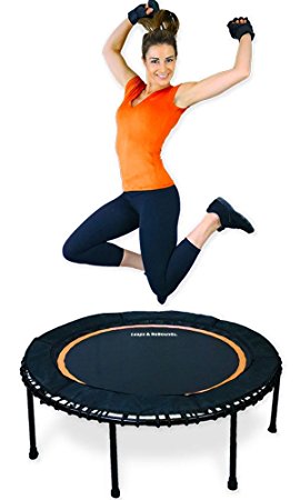 Leaps & Rebounds Bungee Rebounder - The In-Home Mini Trampoline - Steel Frame, 32 Latex Rubber Bungees, Zero Stretch Jump Mat - Named Best Value Rebounder - 6 Colors, 2 Sizes, 1 Year Warranty