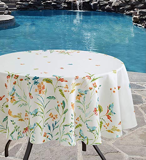 Benson Mills Indoor Outdoor Spillproof Tablecloth for Spring/Summer/Party/Picnic (Milly, 70" Round)