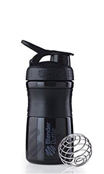 BlenderBottle SportMixer Tritan Grip Shaker Bottle, Black/Black, 20-Ounce