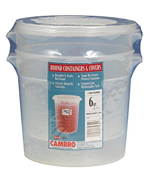 Cambro RFS6PPSW2190 6-Quart Round Food-Storage Container with Lid, Set of 2