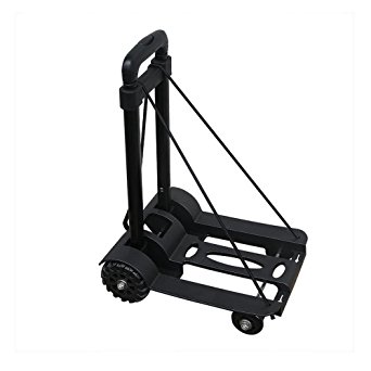 Folding 4- wheel Luggage Metal Hand Cart for Bearing Color Black