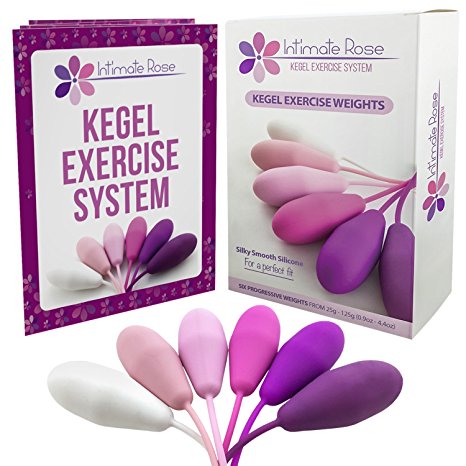 Intimate Rose Kegel Exercise Weights - Bladder Control & Pelvic Floor Exercises - Set of 6 Premium Silicone Cones with Training Kit for Women: Beginners & Advanced