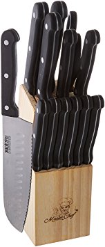Kole Imports Perfect Cut Cutlery Set with Wood Storage Block, 13 - Piece Set