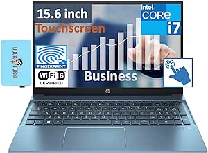 HP Pavilion 15t Forrest Teal Business Laptop 15.6" Touchscreen FHD IPS Display (10-Core Intel i7-1355U, 16GB RAM, 256GB SSD, Intel Iris Xe, Fingerprint, WiFi 6, HD Webcam, Win 11 Home Plus) w/DKZ Hub