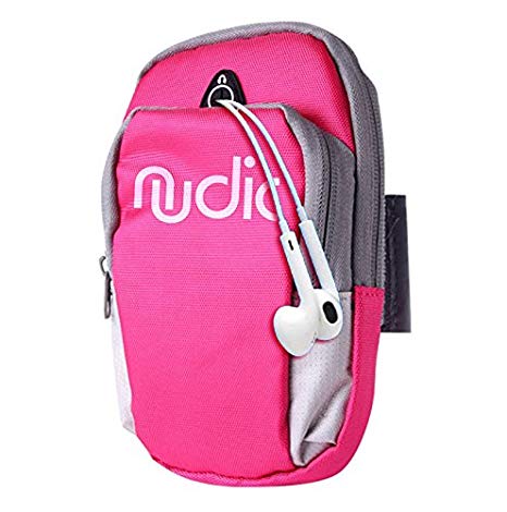 Nudic Fitness Running Armband Phone Holder Bag, Multi Pockets For Phone Of Upto 6.2 inches Including Iphone 6, 6s, 7, 8, X, plus, Samsung Galaxy S7, S8, S9, Plus, Edge, Note 8, Oneplus 5t, Google Pixel 2, Huawei P10, P20 Pro Exercise Arm band for Cycling, Jogging Workout