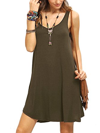 ROMWE Women's Sleeveless Summer Swing Tank Sundress