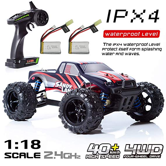 EXERCISE N PLAY RC Car, Remote Control Car, Terrain RC Cars, Electric Remote Control Off Road Monster Truck, 1:18 Scale 2.4Ghz Radio 4WD Fast 30  MPH RC Car, with 2 Rechargeable Batteries