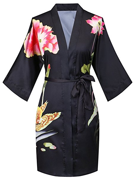 ExpressBuyNow Short Kimono Robes for Women - Watercolor Floral