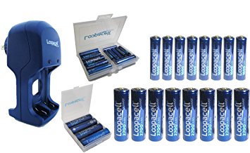 16 Pack High-Capacity Rechargeable Batteries with Cases and Charger - (8) AA 2700mAh (8)AAA 1000mAh Rechargeable Batteries with Battery Case and Battery Holder plus Charger