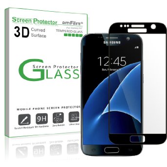 Galaxy S7 Screen Protector Glass Full Screen 3D Curved amFilm Dot Matrix Tempered Glass Screen Protector for Samsung Galaxy S7 2016 Lifetime Replacement Warranty 1-Pack