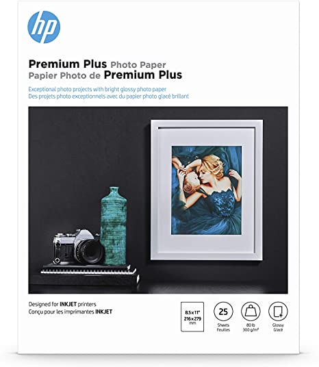 HP Premium Plus Photo Paper | Glossy | 8.5x11 | 25 Sheets