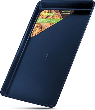 NutriChef Nonstick Cookie Sheet Baking Pan - 1qt Metal Oven Baking Tray, Professional Quality Non-Stick Bake Trays, Stylish Blue Diamond Silicone Coating, PFOA PFOS PTFE Free - NutriChef NCLG1BD