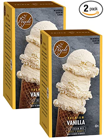 Premium Vanilla Ice Cream Starter Mix for ice cream maker. Simple, easy, delicious. From gourmet mix to maker in 5 minutes. Makes 4 creamy quarts. (2 15 oz boxes)