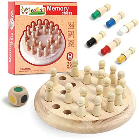 Wooden Memory Matchstick Chess Game, Intelligent Logic Game for Kids, Color Matching Learning Montessori Toy for 3 4 5 6 Year Old, Fine Motor Skills Toy Family Party Gifts