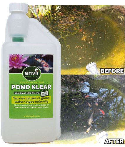 Envii Pond Klear 1 Litre - ALL YEAR Treatment - Works as low as 4°C! Green water, sludge, algae. Free UK Delivery- Pond Clear.