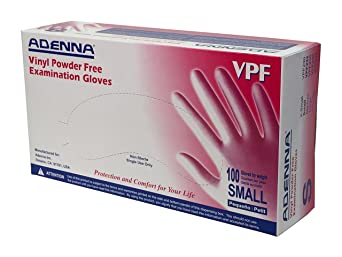 Adenna VPF232 VPF 3.5 mil Vinyl Powder-Free Exam Gloves (Translucent, Small) Box of 100