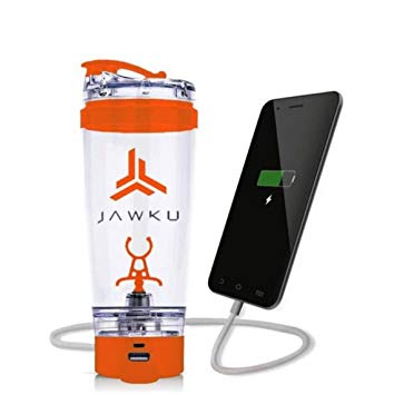 JAWKU Power Shaker Bottle Now with Dry Storage Container // A Powerful 11,000 RPM Mixer and Built-in Charger for Your Devices / 600ml (20oz.) BPA Free/New Dry Storage Container