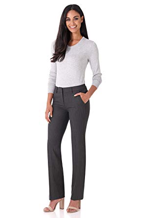 Rekucci Women's Smart Stretch Desk to Dinner Straight Leg Pant w/Zipper Closure