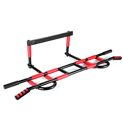 Profit Fitness Foldable Doorway Pull Up Chin Up Bar Door Gym Upper Body Workout Trainer Bar Maximum Stability-Weight Load of 600lbs-16 Grip Position-Easy&Quick(6 Screws) to Setup Anywhere Home Workout