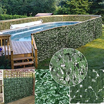 Synturfmats Artificial Ivy Leaf Faux Hedge Privacy Fence Screen Indoor/Outdoor Decoration Panels, 5x10ft