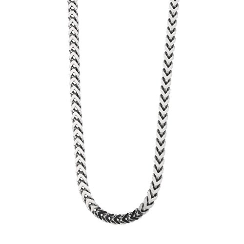 Men's Solid Sterling Silver Rhodium Plated 2.60mm Franco Chain Necklace, 18" 20" 22" 24" 26" 28" 30" 36"